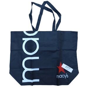 MACY'S Reusable Shopping Tote Bag "From Beach to Bag" Oceancycle, Black NWT